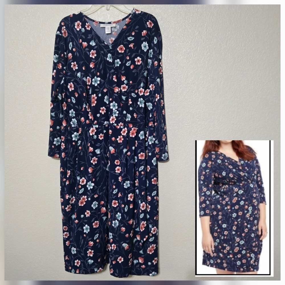 Motherhood Maternity Wrap Floral Print Faux Wrap Dress, 1X